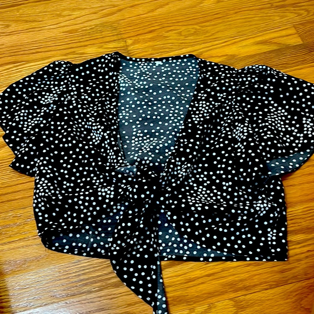 Polka Dot Wrap Tie Top